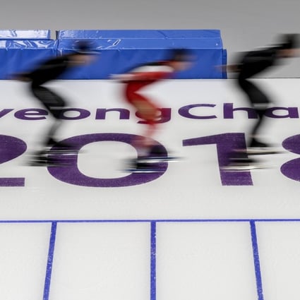 Athletes in action during a training session at the speed skating venue in Gangneung, South Korea. Hong Kong viewers will get the opportunity to watch the Winter Games on TV. Photo: EPA