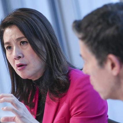 Amy Lo and Peter Stein of Hong Kong’s Private Wealth Management Association address the media. Photo: Jonathan Wong