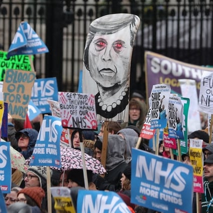 Protesters rally in support of the state-run National Health Service in London. Photo: AFP