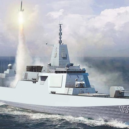 An artist’s impression of the Type 055 destroyer. The anti-missile system is expected to be installed on the warship. Photo: Handout