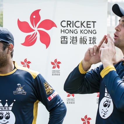 Man of the match Dan Pascoe (right) does his gunman celebration at the post-match ceremony with Kumar Sangakkara. Photo: Ike Images