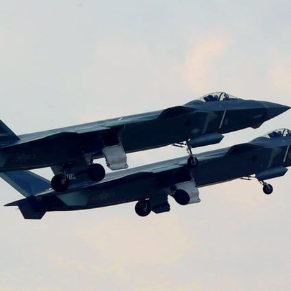 Two PLA Air Force J-20 stealth fighters on a recent training mission. Photo: Xinhua