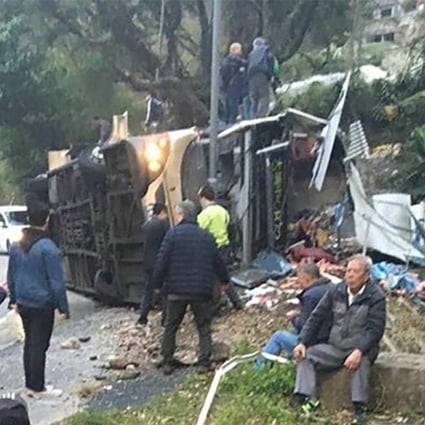 The scene of the bus crash on Tai Po Road. Photo: Facebook