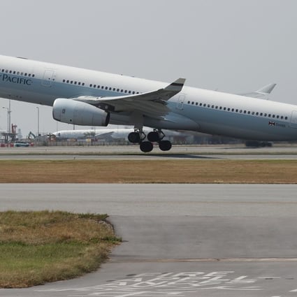 Picture shows A Cathay Pacific Airways aircraft taking off from Hong Kong International Airport. Photo: Nora Tam