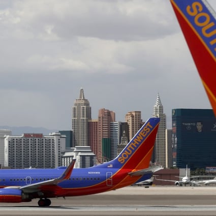 Southwest Airlines planes are seen in front of the Las Vegas strip. Photo: Reuters