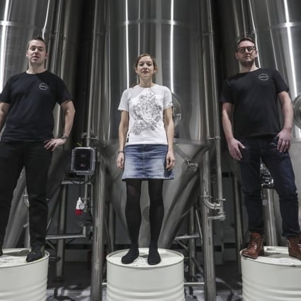 Gweilo Brewery co-founders Ian Jebbitt, wife Emily and Joe Gould at their state-of-the-art factory in Fo Tan, Hong Kong. Photo: Jonathan Wong