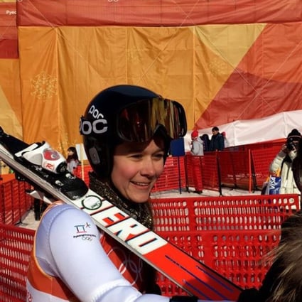 Arabella Ng after her giant slalom run at the 2018 Winter Olympics. Photos: Hugo Ng