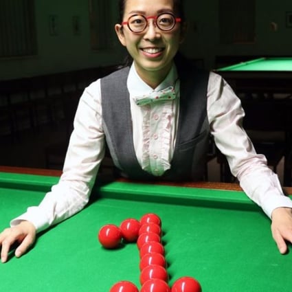 Ng On-yee with snooker reds arranged in the figure 1. Photo: WLBS
