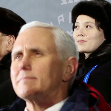 US Vice-President Mike Pence (front), North Korea's nominal head of state Kim Yong-nam (left), and North Korean leader Kim Jong-un's younger sister Kim Yo-jong (right) attend the Winter Olympics opening ceremony in Pyeongchang, South Korea, on February 9. Photo: Reuters