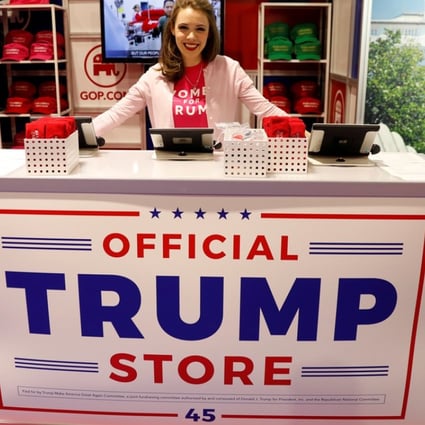 Merritt Corrigan tends the Official Trump Store at the Conservative Political Action Conference (CPAC) at National Harbor, Maryland on February 22, 2018. Photo: Reuters