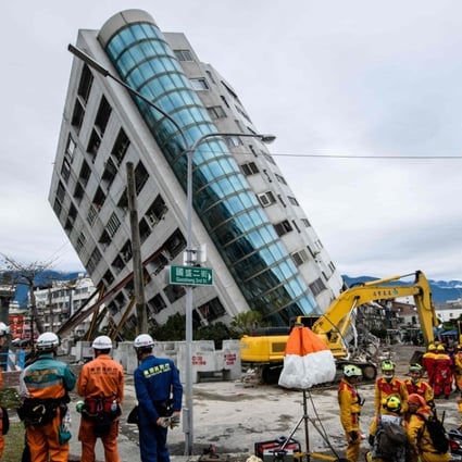 The partially collapsed Yun Tsui building where many of the victims of the earthquake died. Photo: Agence France-Presse