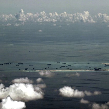 Land reclamation by China is seen on Mischief Reef in the Spratly Islands, west of the Philippines. Photo: Reuters