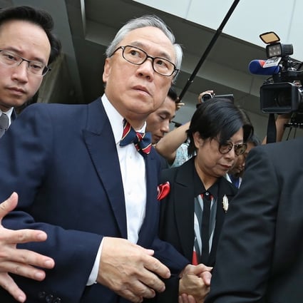 Former Hong Kong chief executive Donald Tsang (centre) was not convicted of bribery, with a November 2017 retrial ending in a hung jury. Photo: Dickson Lee