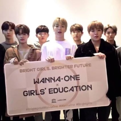 The 11-members of K-pop group Wanna One fully support women's empowerment and efforts to help girls around the world get basic education. Photo: Allkpop