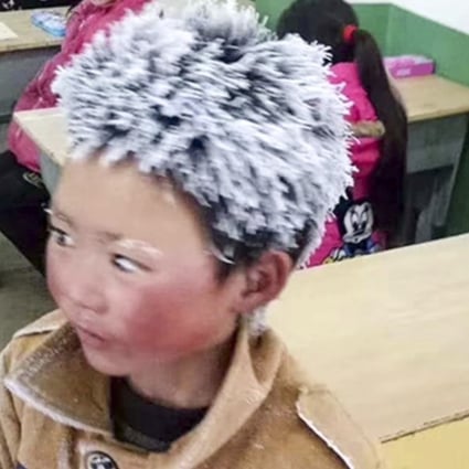 The picture of Wang Fuman after his freezing trek to school that went viral online. Photo: News.163.com
