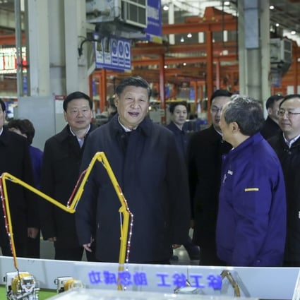 Chinese President Xi Jinping hears how the Xuzhou Construction Machinery Group is participating in the belt and road construction while visiting the company plant in Xuzhou, Jiangsu province, last December. Photo: Xinhua