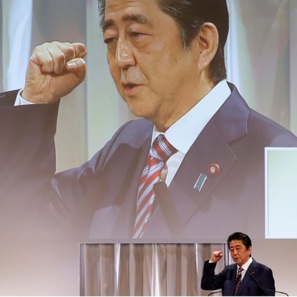 Japan's Prime Minister Shinzo Abe has vowed to press on with his amendment to the country’s pacifist constitution despite being plagued by a cronyism scandal over a cut-price land sale. Photo: Reuters