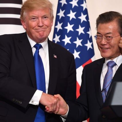 US President Donald Trump and South Korea's President Moon Jae-in in Seoul. File photo: AFP