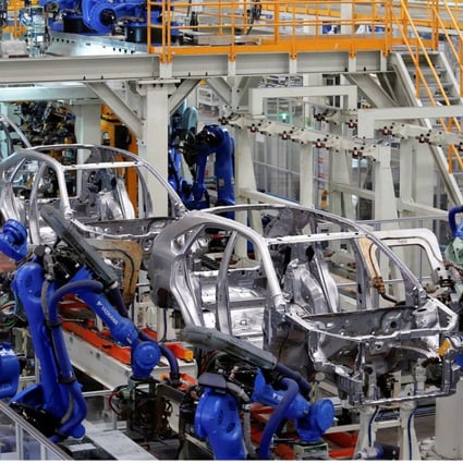 Cars on BYD’s assembly line in Shenzhen. Photo: Reuters