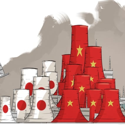 A race between Tokyo and Beijing over the construction of coal plants is already under way. Illustration: Timothy Mcevenue. timothymcevenue.net