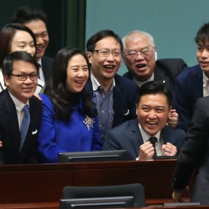 When 38-year-old Vincent Cheng Wing-shun (sat centre) won the Kowloon West seat last month in Hong Kong’s Legislative Council by-election, the pro-establishment camp rejoiced. Photo: Sam Tsang