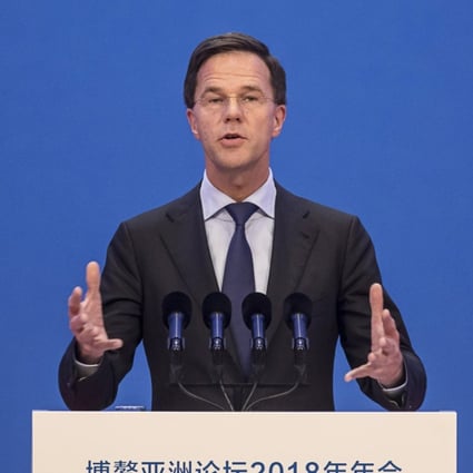 Dutch Prime Minister Mark Rutte, seen here at the Boao Forum for Asia, told the South China Morning Post that many companies from the Netherlands would “love to participate” in China’s belt and road trade plan. Photo: Bloomberg