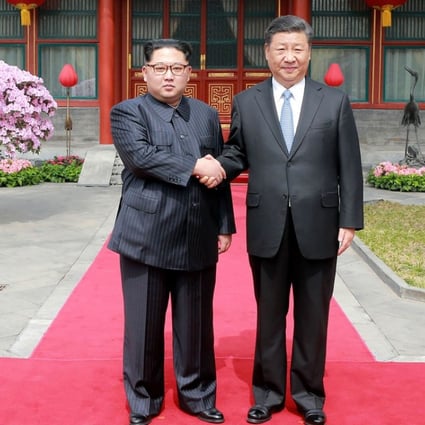 President Xi Jinping with North Korean leader Kim Jong-un in Beijing. Kim was treated to a lavish welcome by the Chinese president during a secretive trip to Beijing. Photo: AFP