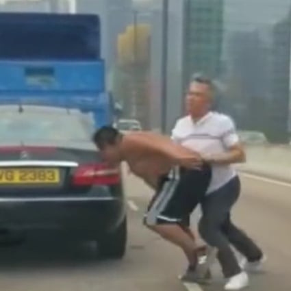 An image of the confrontation that took place on the Kwun Tong Bypass. Photo: YouTube