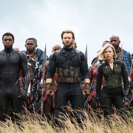 Some of the heroes in 'Avengers: Infinity War'. Front row, left to right: Okoye (Danai Gurira), Black Panther (Chadwick Boseman), Captain America (Chris Evans), Black Widow (Scarlett Johansson) and Winter Soldier (Sebastian Stan). Photo: Marvel Pictures