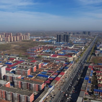 Aerial photo shows part of the Xiongan New Area economic zone in the northern province of Hebei province. China’s master plan for this zone includes the adoption of blockchain technology to help transform the area into a smart city. Photo: Xinhua