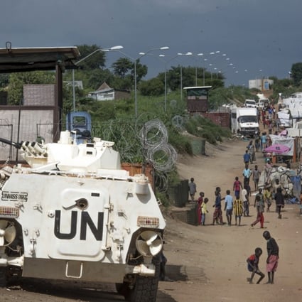 A United Nations armoured personnel carrier stands in a camp for internally-displaced people in Juba, South Sudan, in this 2016 file photo. Photo: AP