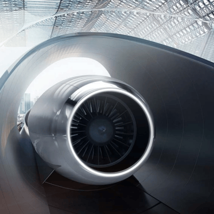A rendering of a Hyperloop by Hyperloop Transportation Technologies. Photo: Hyperloop Transportation Technologiesvailable.
