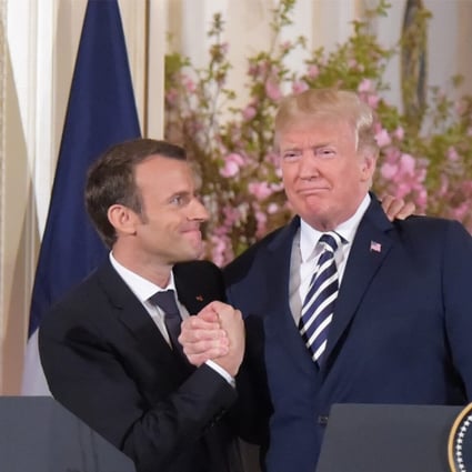 French President Emmanuel Macron and US President Donald Trump attend a press conference at the White House in Washington on April 24. The seemingly warm relationship between the two leaders is in stark contrast to the differences between the US and Europe on a range of policy issues, particularly trade. Photo: Xinhua