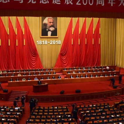 Xi Jinping marked the 200th anniversary of Marx’s birth with a speech in the Great Hall of the People in Beijing. Photo: AFP