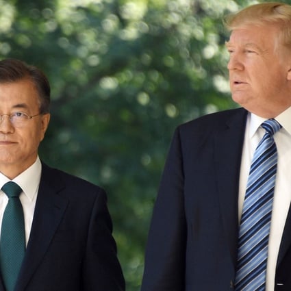 South Korean President Moon Jae-in and US President Donald Trump at the White House in Washington. Photo: AFP