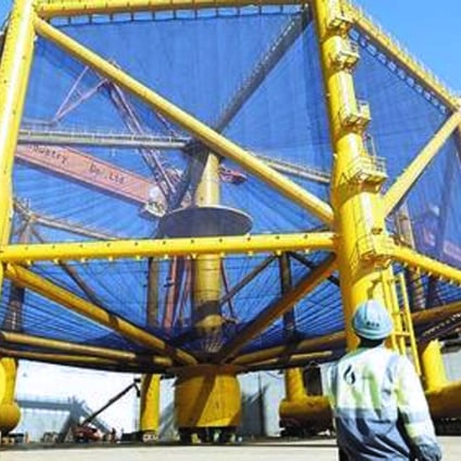 Deep Blue No 1 deep-sea cage will be deployed off the coast of Shandong province to farm salmon. Photo: Guancha.cn