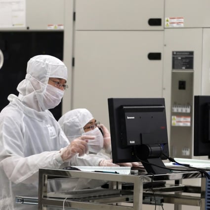 Employees dressed in dustproof clothing work at a chip wafer plant in mainland China operated by Hong Kong-listed Semiconductor Manufacturing International Corp, one of the early investee companies of the China National Integrated Circuit Industry Investment Fund. Photo: Handout