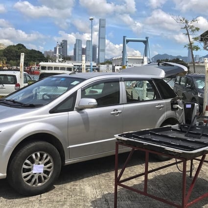 The electric car was intercepted by customs officers at the Shenzhen Bay control point. Photo: Handout