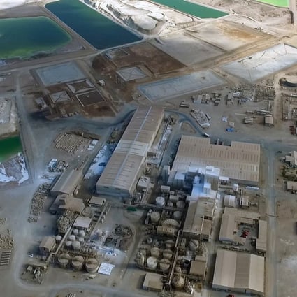 An aerial view of the processing plant for the lithium mine of SQM (Chemical and Mining Society of Chile) at the Del Carmen salt flat, located in the Atacama Desert of northern Chile. China's Tianqi Lithium has agreed to acquire a 24 per cent stake in Chile's SQM, one of the world's largest lithium producers, in a deal worth US$4.1 billion. Photo: Agence France-Presse