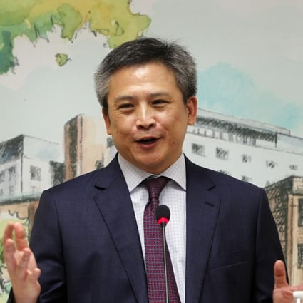 Kin Moy, the head of the US mission to Taiwan, at Monday’s press conference. Photo: AP