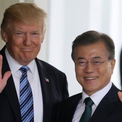 US President Donald Trump welcomes South Korean President Moon Jae-in to the White House in Washington on June 30, 2017. Photo: Reuters