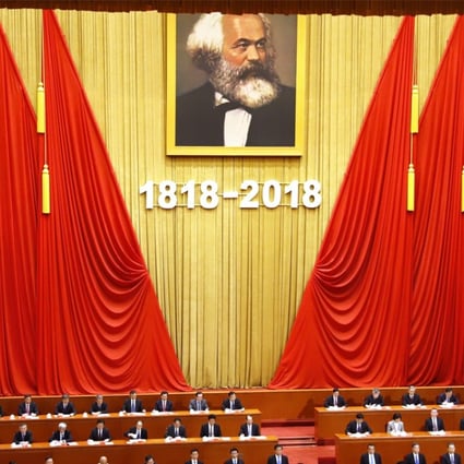 Chinese President Xi Jinping at the podium at the Great Hall of the People in Beijing on May 4. In his speech marking the bicentennial of Karl Marx's birth, Xi praised Marx’s role in the founding of modern China. “Writing Marxism onto the flag of the Chinese Communist Party was totally correct,” he said. Photo: AP