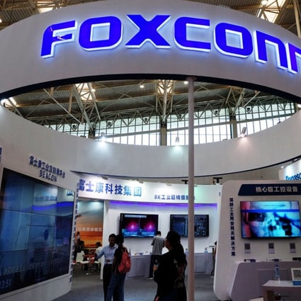 A Foxconn booth at the World Intelligence Congress in Tianjin, China. The electronics maker’s Foxconn Industrial Internet unit aims to raise US$4.3 billion in its initial public offering. Photo: Reuters