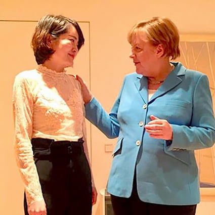 German Chancellor Angela Merkel (right) offered her support to Li Wenzu, the wife of detained human rights lawyer Wang Quanzhang, during her visit to China last week. Photo: Facebook