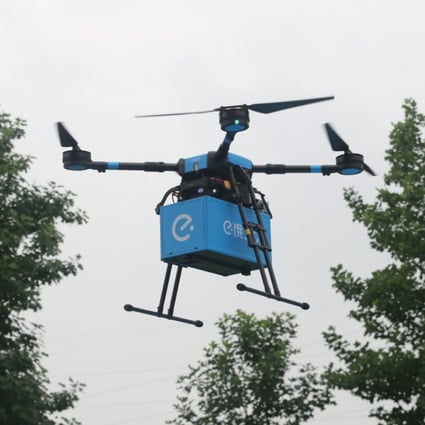 Ele.me, one of China’s leading online food delivery platforms, has been given the go-ahead to operate in the country's first takeaway drone routes in Shanghai. Photo: Handout