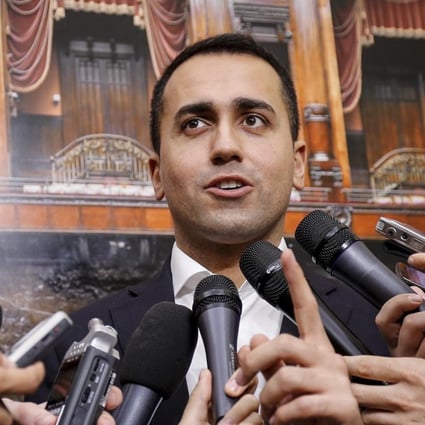 Luigi Di Maio, leader of Italy’s Five Star Movement (M5S), speaks to journalists before the start of the joint meeting of the party’s MPs in Rome on May 30. M5S and the right-wing party The League are still trying to find an acceptable candidate for prime minister, and their mutual eurosceptism has investors fearful for the integrity of the euro zone. Photo: EPA-EFE