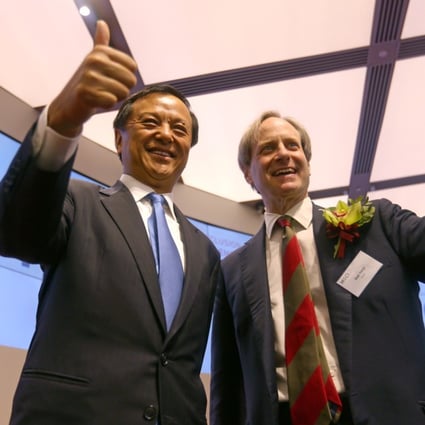 Hong Kong Exchanges and Clearing chief executive Charles Li Xiaojia (left) with MSCI president Baer Pettit. Photo: SCMP