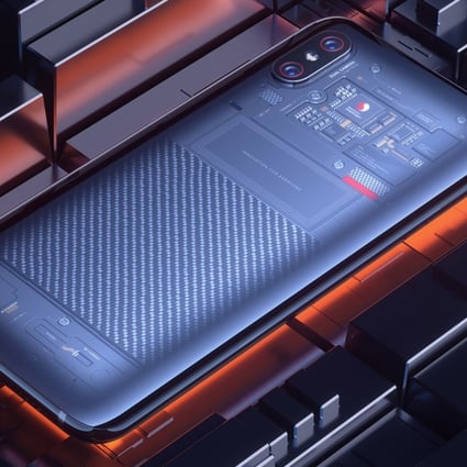 Xiaomi’s flagship smartphone, the Mi 8 Explorer Edition, has a transparent glass back panel that shows off its camera module, chip set, battery and connectors. Photo: Handout