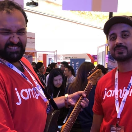 Jambro founders Jasir Abro (left) and Shahzaib Zulfiqar (right) at the Singapore Innovfest Unbound conference this week. Photo: SCMP