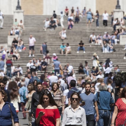 People at Piazza di Spagna in Rome, Italy, on May 12. Financial markets reacted negatively to the formation of a populist government in a country which has Europe’s second-largest public debt burden. Photo: Bloomberg